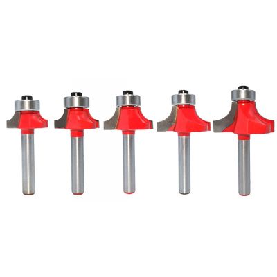 5Pcs 6mm Corner Round Over Router Bit with Bearing Cleaning Flush Milling Cutter for Wood Woodworking Tool