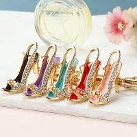 Fashion Rhinestone Heels Alloy Keychain Handbag Charms Pendant Car Keyring Chains Accessories Souvenir Gifts