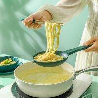 ；‘。、’ Multiftion 2 In 1 Cooking Spoon Strainer Scoop Long Handle Colander With Clip Widen Draining Noodles Blanched Water Scoop