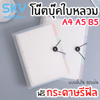 SKY *ฟรีรีฟิล* สมุดโน๊ต สมุดบันทึก โน๊ตบุ๊คใบหลวม มีหมุด โน๊ตบุ๊ค สมุดใบหลวม ปกใสขุ่น มียางรัดปก ขนาดA5 B5 A4 ​Study Notebook Writing Notebook