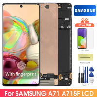 6.7 "; หน้าจอ A71 Super AMOLED เหมาะสำหรับ Samsung Galaxy A71 A715 A715F A715FD จอแสดงผล LCD หน้าจอสัมผัสแบบดิจิตอลพร้อมการเปลี่ยนกรอบ