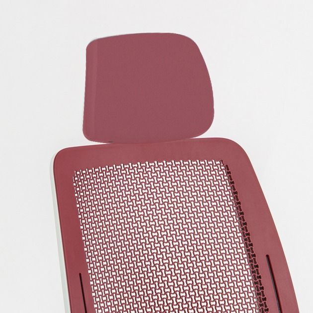 modernform-อุปกรณ์-พนักพิงศีรษะ-สำหรับ-steelcase-รุ่น-series-2-เฟรมขาว-หุ้มผ้าตาข่ายสีแดง
