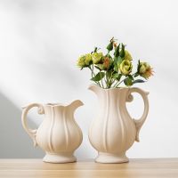 Creativity Country Style Desktop Vase Vintage White Jug Vase Garden Watering Ceramic Kettle Flower Vase Pot Home Decor Crafts