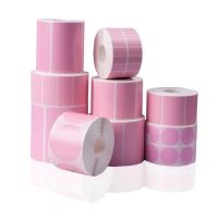 Pink Thermal Label Roll Color Round StickersPacking Seal Label Sticker Circle Thermal Sticker Label Self-Adhesive Round Direct