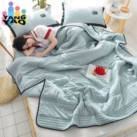 Summer Air Condition Quilt Thin Stripe Lightweight Comforter Full Queen Breathable Sofa Office Bed Travel Quilts Throw Blanket