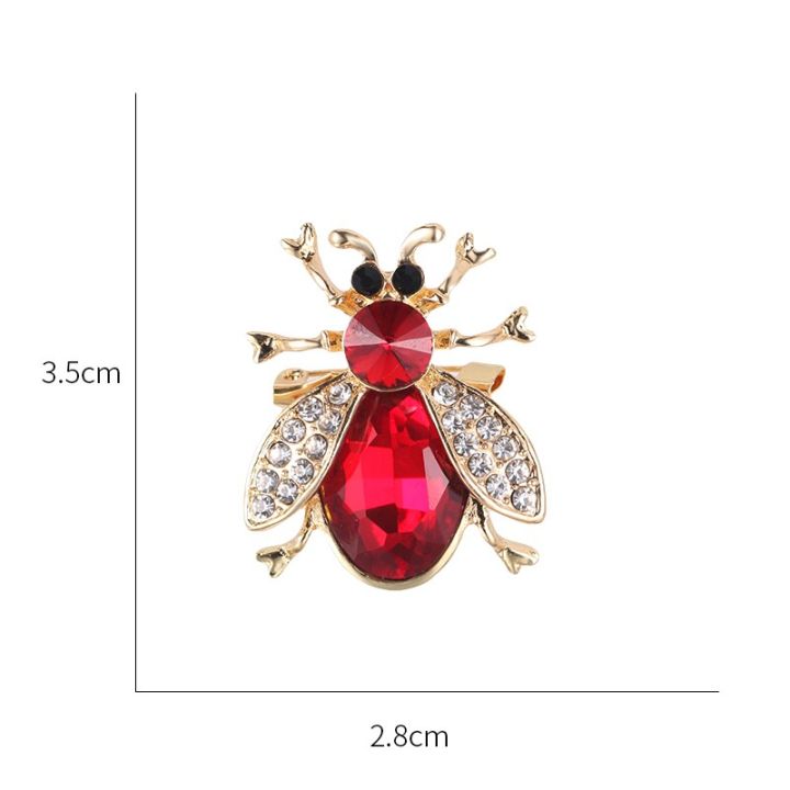 baiduqiandu-เข็มกลัดเข็มกลัดรูปผึ้งแมลงคริสตัลสีแดงน่ารักสำหรับผู้หญิงหรือเด็กผู้หญิง