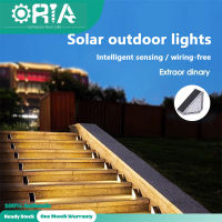 ORIA โคมไฟบันไดพลังงานแสงอาทิตย์ LED ไฟทางเดินเครื่องตรวจการจับน้ำไฟไฟส่องพื้นสำหรับบันไดกลางแจ้ง,ลาน,ลานบ้าน,สวน,ทางเดิน,ประตูหน้าบ้าน,ทางเดิน,ถนน (1ชิ้น)