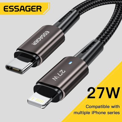 Essager USB Type C Cable For iphone 14 13 12 Pro Max Mini Xs Xr X 8 iPad MacBook PD 27W Fast Charge Charger Lightning Wire Cord Cables  Converters