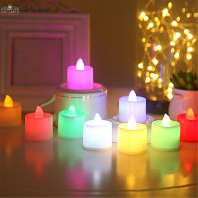 JB7🇹🇭 ส่งจากไทย โคมไฟเทียน Led ไร้เปลวไฟ ใช้แบตเตอรี่ สําหรับตกแต่ง ปาร์ตี้วันเกิด งานแต่งงาน 1 ชิ้น | LED Candle Multicolor Lamp (พร้อมส่ง) 9.9