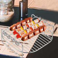 สแตนเลส Airfryers Double Layer Rack อเนกประสงค์รอบย่าง Rack Grill Rack กับ Skewers ถาดอบ AirFryers Holder