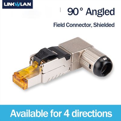 【hot】✿✺✘  RJ45 Shielded Zinc-alloy Field Plug degree Angled Cat.6A Cat7 CAT8 Termination Toolless Type