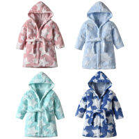 BBP 2-8Y Star Baby Robe Hooded Girl Boy Kid Robes Home Wear Sleepwear Bath Towels Soft Bathrobe Pajamas Children Clothing