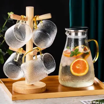 Glass Water Pot Heat Resistant Water Pitcher Jug Lemonade Explosion-proof  Heatable Carafe with Stainless Steel