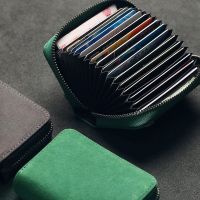 Genuine leather card holder mens one-piece new 2022 ladies small and simple portable anti-theft brush anti-degaussing card holder 【BYUE】