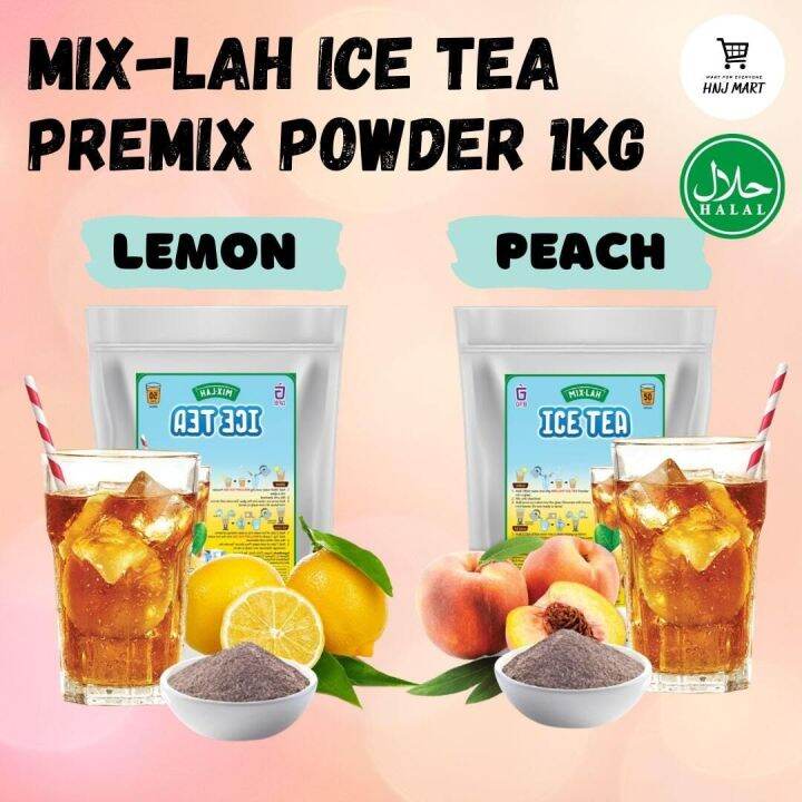 MIXLAH Ice Tea Premix Powder 1kg Ice Lemon Tea Powder Peach Ice