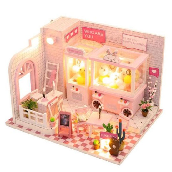 Girl doll house furniture toy diy miniature room diy wooden dollhouse - ảnh sản phẩm 1