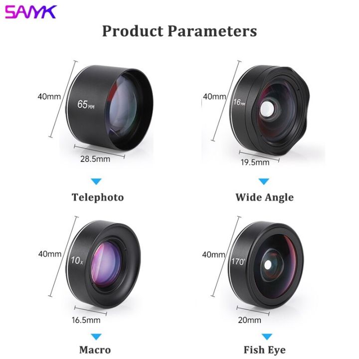 sanyk-hd-4-in-1-phone-lens-set-undistorted-wide-angle-lens-macro-lens-super-fisheye-lens-telephoto-lens-slr-level-lens-quality