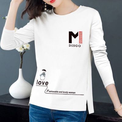 New Long Sleeve T-shirt M Letter Long Sleeve Shirt Cotton Top Large Loose Outwear
