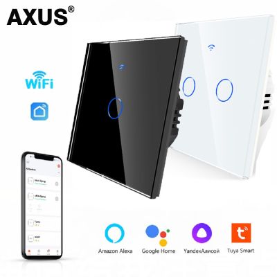 卍☼✉ AXUS Tuya WiFi EU Wall Touch Switch LED Smart Life Light Switch RF433 Wireless Remote No Neutral Wire Support Alexa Google Home