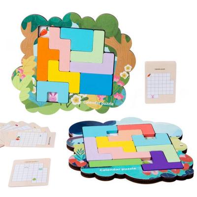 3D Puzzle Wooden Tangram Baby Toys Colorful Puzzle Game Pre-school Children Intellectual Educational Toy for Kids thrifty