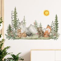 Hand Painted style Animals Forest Wall Stickers for Kids Nursery Baby Room Decor Removable Decals Eco-friendly DIY Posters Art Wall Stickers  Decals