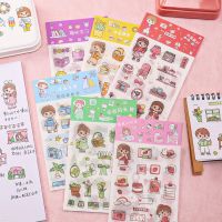 4Sheets Stationery Stickers Cute Girl Decorative Stickers Set Scrapbooking Diary Planner DIY Notebook Phone