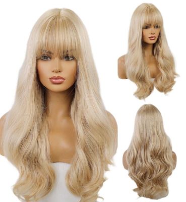 24-inch Heat Resistant Cosplay Wigs Full Headgear Cosplay Wigs Wavy Blonde Wigs Heat Resistant Womens Cosplay Long Wigs