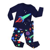 Sleepwear Children Rocket Airplane Pajama suits Kids 100% cotton Home Clothes Full Sleeve Pyjamas for 1-8 years Boys Girls