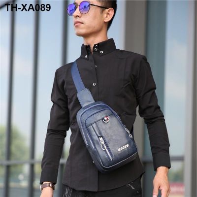 ۞✥✚ Mens chest new fashionable leisure inclined bag pu leather shoulder bag portable large capacity backpack