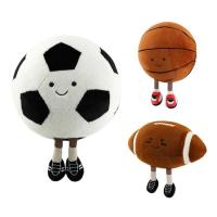 Plush Football Ball Smile Basketball Plush Toy Cute Ball Pillow Car Home Football Doll Smiley Ball Vent Throw Doll Indoor Decor methodical