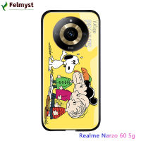 เคสสำหรับ Realme 11 5G Realme Narzo 60 5G ลายการ์ตูนสุดหรูสำหรับเด็กผู้หญิงน่ารักสำหรับเด็กผู้หญิงสนูปี้ตุ๊กตาสุนัขเคสไล่ระดับสีเคสใส่โทรศัพท์กระจกนิรภัยมันวาว