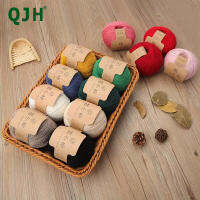 QJH Hand Knitting Ba Sulan เส้นด้ายขนสัตว์100- 50G1.76Oz 325M สีธรรมชาติ-สีขาว,สีเทากลาง,สีแดง,สีดำ,สีฟ้า,สีเหลือง