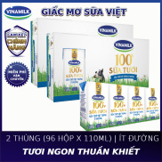 FREESHIP 0đ Toàn Quốc-Bộ 2 thùng 96 hộp sữa tươi tiệt trùng Vinamilk 100%