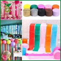 DGTT 1 Roll DIY อุปกรณ์ปาร์ตี้ สายรุ้ง กระดาษ DIY ตกแต่งงานแต่งงาน Crepe Paper Streamers Garland การถ่ายภาพฉากหลัง