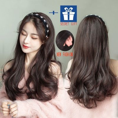 🔥🔥Rambut Palsu Perempuan PanjangRambut Palsu❤❤Wig Female Lazy headband Integrated Natural Big Wave Hair extension