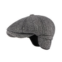 Cap Hat Thick Warm Men Beret Cap Male Vintage Wool Beret Hat Dad Grandfather Octagonal Newsboy Flat Cap