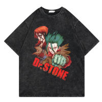 Anime Dr Stone Washed T เสื้อผู้ชายผู้หญิง T เสื้อแฟชั่นพิมพ์ Streetwear แขนสั้น Tees เสื้อผู้ชายคุณภาพสูง T-Shirt