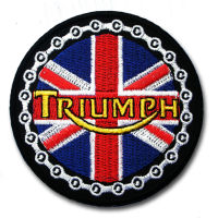 ตัวรีด ตัวรีดติดเสื้อ อาร์ม อาร์มติดเสื้อ โลโก้ ตรา ยี่ห้อ มอเตอร์ไซค์ Triumph Patch Motorcycle ไทรอัมพ์ ไทรอั้มพ์ สำหรับตกแต่งเสื้อผ้า