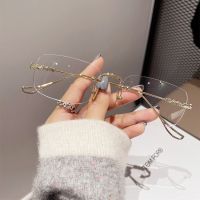 Rimless Anti Blue Light Blocking Computer Glasses Women Men Clear Lens Eyeglasses Decorative Glasses Frameless Optical Eyewear