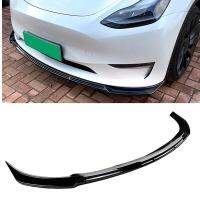 Car Body Kit Splitter สำหรับ Tesla รุ่น Y 2020-2022 Glossy Black กันชนหน้าสปอยเลอร์ Lip Lower Guard Board Protector ใบมีด