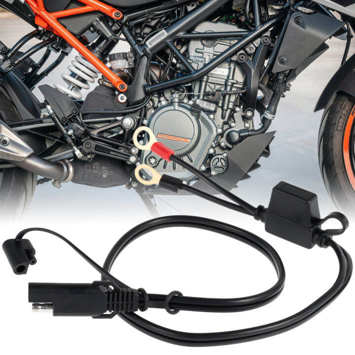 Dongge 2 Stuks SAE-batterijaansluiting – 12V, Met Ringklem En Zekering, 60 Cm Kabel, Geschikt Voor Motor, Auto, Tractor, Grasmaaier