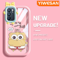 YIWESAN เคสสำหรับ OPPO Reno 6 5G Reno 6 Pro 5G 6Z Reno 5G เคสการ์ตูนน่ารัก SpongeBob เคสนิ่มใส่โทรศัพท์โปร่งใสกันกระแทกปลอกซิลิโคนใหม่เคสเลนส์กล้องถ่ายรูปมอนสเตอร์ตัวเล็กที่สร้างสรรค์