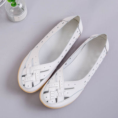 35-46 plus Size Summer Womens Shoes Hollow-out Loafers Tendon Bottom Womens Gommino