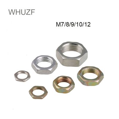 {Haotao Hardware} WHUZF 50Pcs Fine Thread Hexagon Nuts Bright Zinc/Color Zinc Plated Carbon Steel Hex Nut To Fit M7 M8 M9 M10 M12 Bolts Amp;
