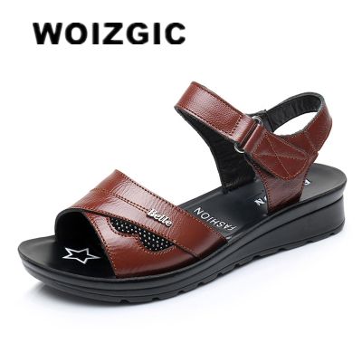 ขายดีที่สุด ioztt2023 - /♠☽┇ WOIZGIC Mother Old Female Sandals Shoes Leather Beach Size 35-41 HD-B01