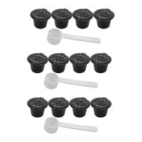 12X Refillable Reusable Coffee Capsules Pods for Nespresso Machines Spoon