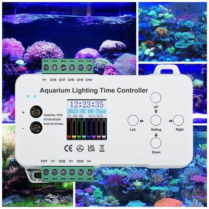 ตัวควบคุมไฟ-led-ตั้งโปรแกรมเวลาได้ตัวจับเวลา8ช่อง12v-24v-หรี่สำหรับ5050-3528-2835สี-rgb-เดียว-rgbw-rgb-cct-ซังแถบไฟ