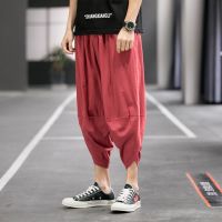 Men Harajuku Harem Pants Mens Summer Cotton Linen Joggers Pants Male Vintage Chinese Style Sweatpants Fashions