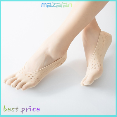 Mazalan รองเท้าแตะถุงเท้าแบบบางแฟชั่นผู้หญิงถุงเท้าห้านิ้วกันลื่นแผ่นซิลิโคนใส