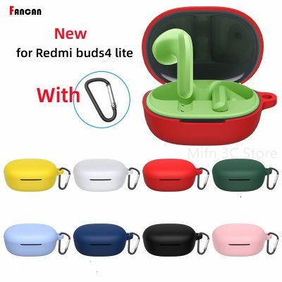New For Xiaomi Redmi Buds 4Lite Case Silicone Earphone Funda With keychain For Redmi Buds 4 Lite 2022 Liquid Silicone Soft Cover Wireless Earbud Cases
